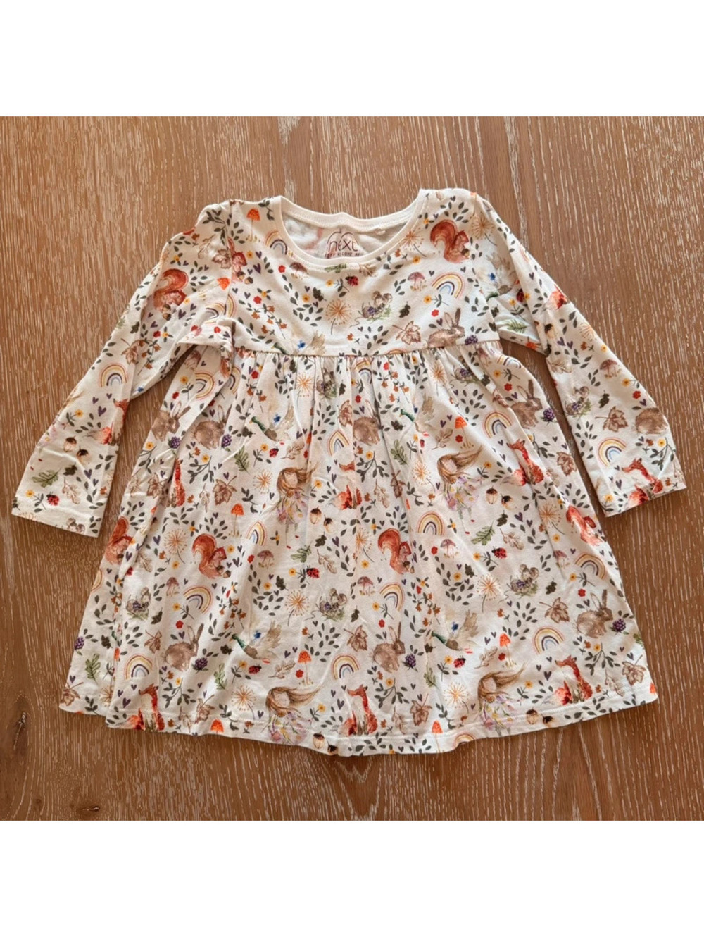 Next Woodland Fairy Fox Bunny Rainbow Dress Girls 2-3Y Cottagecore Cotton